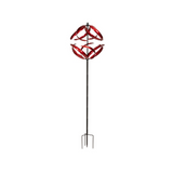 Garden 205cm Metal East Meets West Windmill Wind Spinner Outdoor Decor - Ruby Red