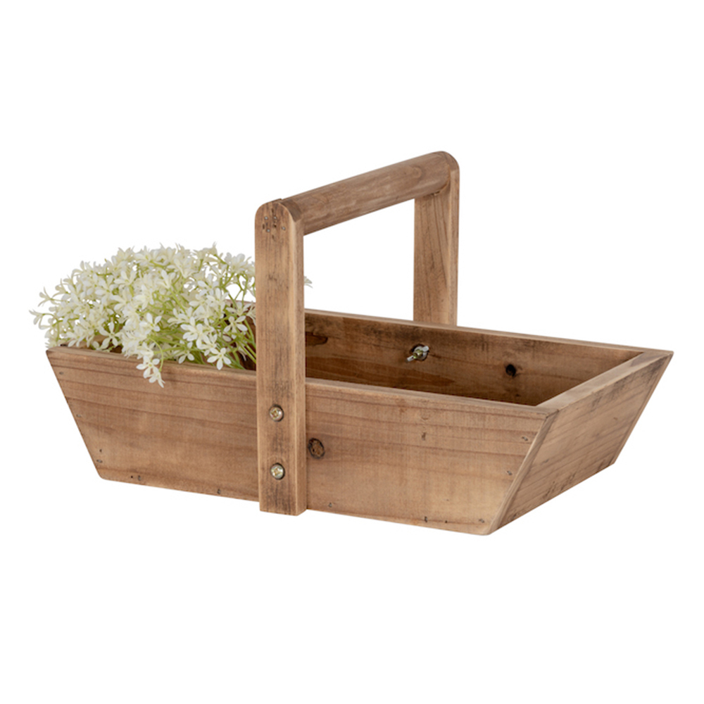 Timber 40cm Trug Home Gardening Basket Plant Container w/ Handle
