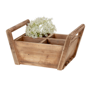 Timber 4-Square Trug Home Garden Basket Plant Flower Holder Brown