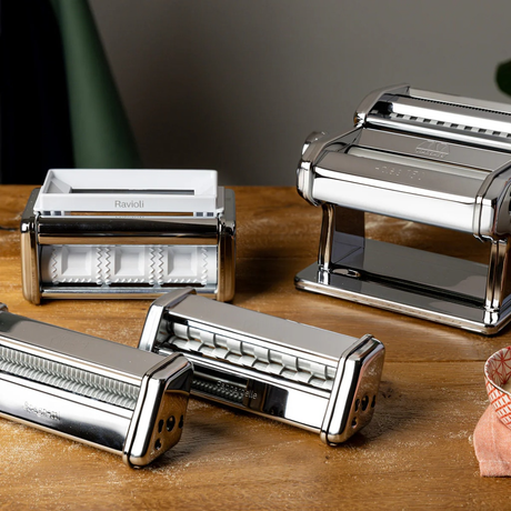 Marcato Atlas 150 Multipast Gift Set w/ 3 Roller Attachments + Pasta Machine - Silver
