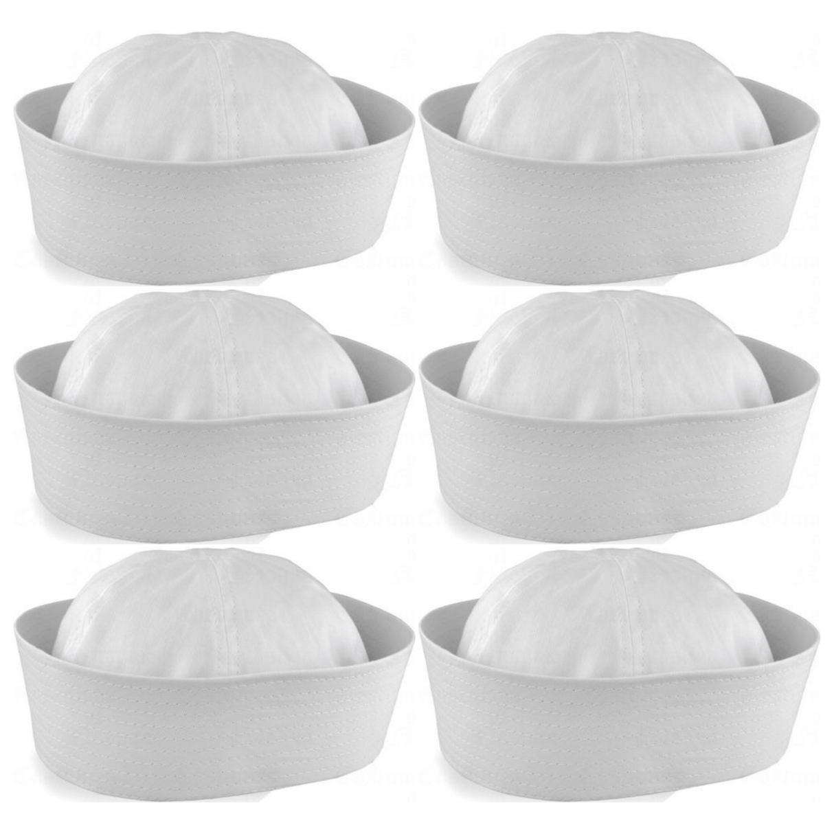 6x White Sailor/Marine Gob Hat Bulk Pack - Unisex Navy/Hens Night Captain (Halloween & Fancy Dress)