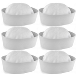 6x White Sailor/Marine Gob Hat Bulk Pack - Unisex Navy/Hens Night Captain (Halloween & Fancy Dress)