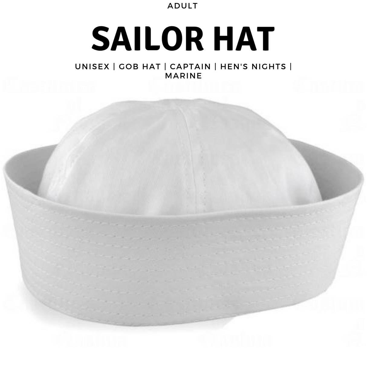 White Sailor/Marine Gob Hat - Unisex Navy/Hens Night Captain (Halloween & Fancy Dress)