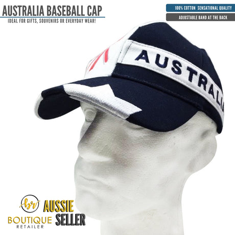 Australia Flag Baseball Cap Hat Summer Aussie Day Souvenir Gift 100% COTTON