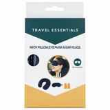 Set of 3 Travel Pillow,  Eye Mask & Ear Plugs