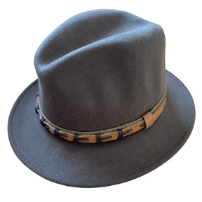 Avenel Mens Wool Felt Safari Hat - Brown (Hessian & Leather Look Trim)