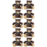 10x Bocchetta 12cm Mini Teddy Bear Plush Toy Bulk Pack - Dark Brown (Stuffed Animal Souvenir Keyring Gift)