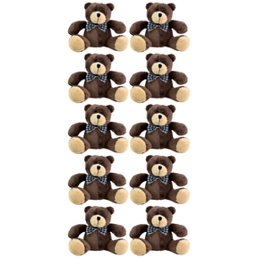 10x Bocchetta 12cm Mini Teddy Bear Plush Toy Bulk Pack - Dark Brown (Stuffed Animal Souvenir Keyring Gift)