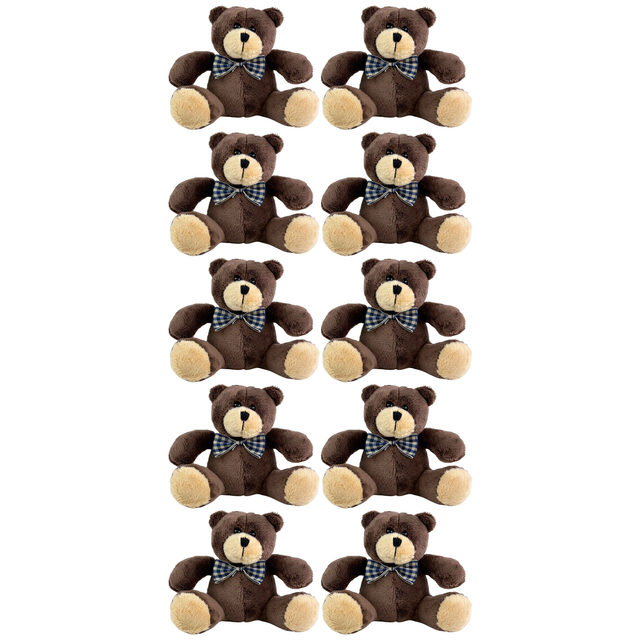 10x Bocchetta 12cm Mini Teddy Bear Plush Toy Bulk Pack - Dark Brown (Stuffed Animal Souvenir Keyring Gift)