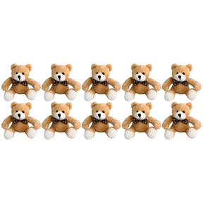 10x Bocchetta 12cm Mini Teddy Bear Plush Toy Bulk Pack - Light Brown (Stuffed Animal Souvenir Keyring Gift)