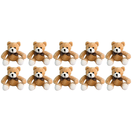 10x Bocchetta 12cm Mini Teddy Bear Plush Toy Bulk Pack - Light Brown (Stuffed Animal Souvenir Keyring Gift)