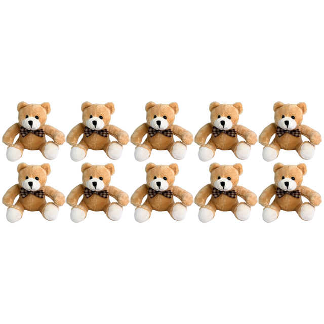 10x Bocchetta 12cm Mini Teddy Bear Plush Toy Bulk Pack - Light Brown (Stuffed Animal Souvenir Keyring Gift)