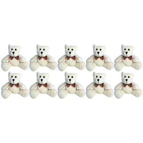 10x Bocchetta 12cm Mini Teddy Bear Plush Toy Bulk Pack - Cream (Stuffed Animal Souvenir Keyring Gift)
