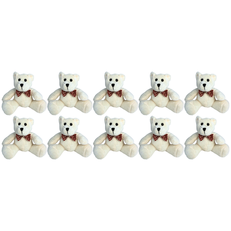 10x Bocchetta 12cm Mini Teddy Bear Plush Toy Bulk Pack - Cream (Stuffed Animal Souvenir Keyring Gift)