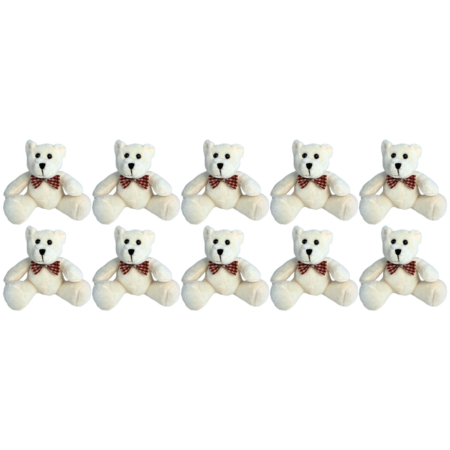 10x Bocchetta 12cm Mini Teddy Bear Plush Toy Bulk Pack - Cream (Stuffed Animal Souvenir Keyring Gift)