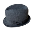 Mens 100% Wool Soft Felt Stingy Brim Trilby Hat w Band in Charcoal