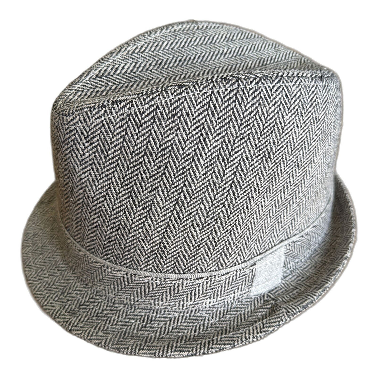 Mens Herringbone Stingy Brim Trilby Hat - Grey