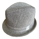 Mens Herringbone Stingy Brim Trilby Hat - Grey