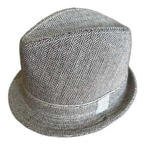 Mens Herringbone Stingy Brim Trilby Hat - Grey - L/XL