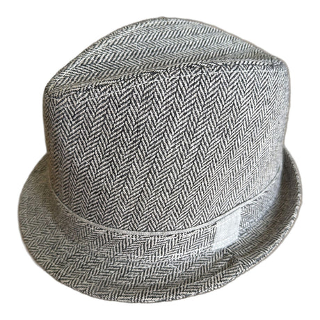 Mens Herringbone Stingy Brim Trilby Hat - Grey