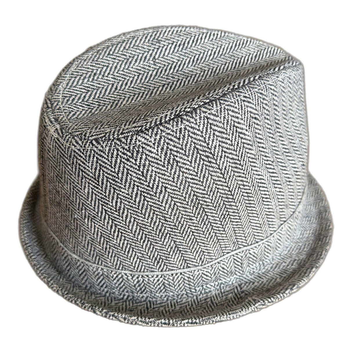 Mens Herringbone Stingy Brim Trilby Hat - Grey