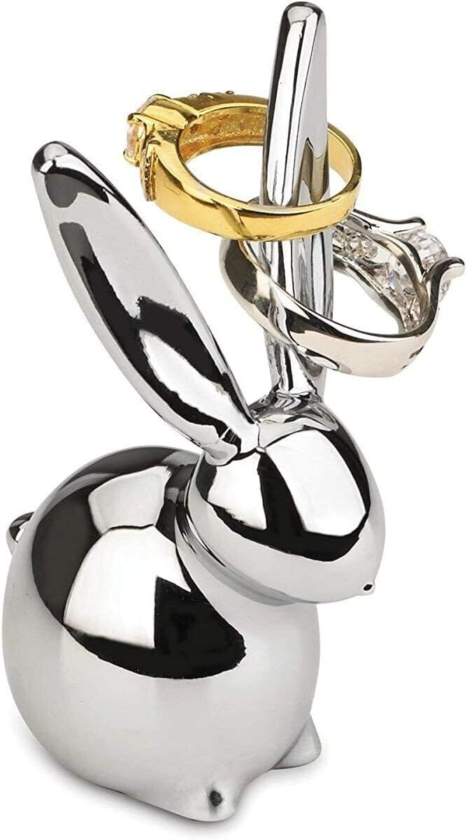 Umbra Zoola 3" Long Ear Bunny Chrome Ring Holder (Rabbit Jewellery Holder)