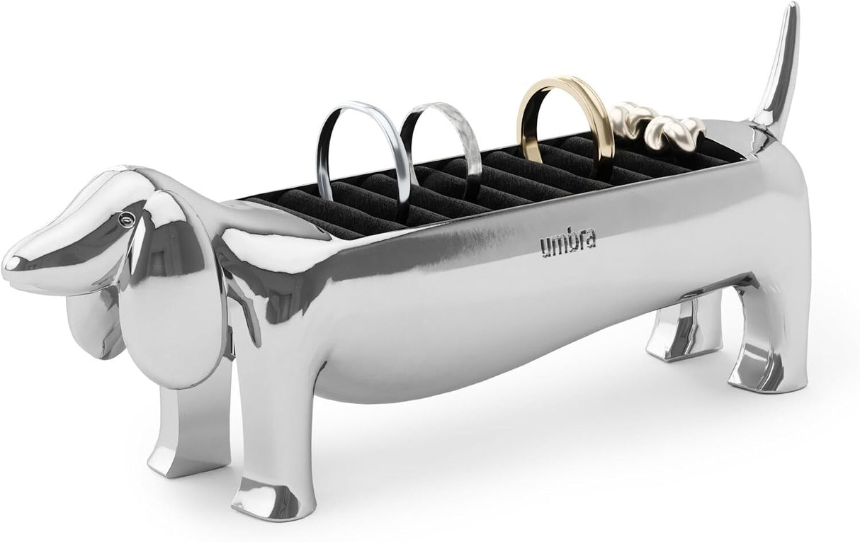 Umbra Dachsie Dog Chrome Ring Holder - Dachshund Jewellery Holder (14x4x6cm)