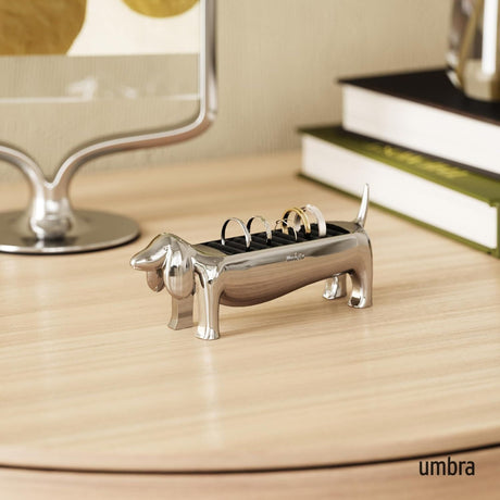 Umbra Dachsie Dog Chrome Ring Holder - Dachshund Jewellery Holder (14x4x6cm)