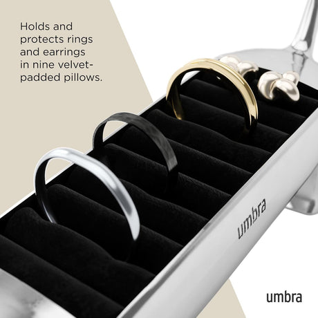Umbra Dachsie Dog Chrome Ring Holder - Dachshund Jewellery Holder (14x4x6cm)
