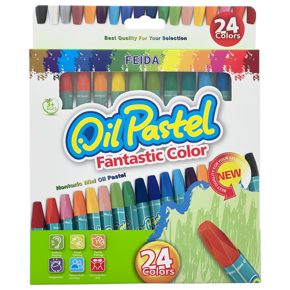 24x Mini Crayons Pack - Non-Toxic Oil Pastel Colouring Set (Arts & Crafts)