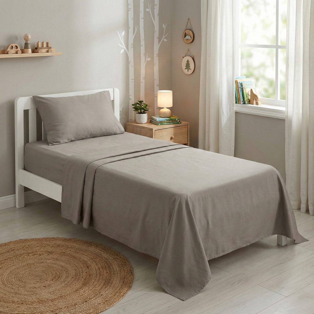 Park Avenue 500TC Natural Bamboo Cotton Bed Sheet Set - Charcoal (Anti-Wrinkle Satin Finish)
