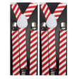 2x Mens Suspenders Braces Adjustable Strong Clip On Elastic Formal Wedding Slim - Red/White Diagonal Stripes