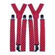 2x Mens Suspenders Braces Adjustable Strong Clip On Elastic Formal Wedding Slim - Red with White Polka Dot