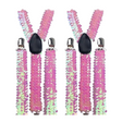 2x Mens Suspenders Braces Adjustable Strong Clip On Elastic Formal Wedding Slim - Light Pink (Sequin)