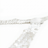 2x White Sequin Suspenders - Unisex Adjustable Clip On Elastic Y-Back Braces