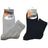 2 Pairs GOLF SOCKS Crew Quarter Plain Sock Sports Cotton Casual Cushion Foot - Black 2-8