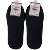 2 Pairs No Show Cotton Socks - Black (Non Slip Low Cut Invisible Footlet Socks)