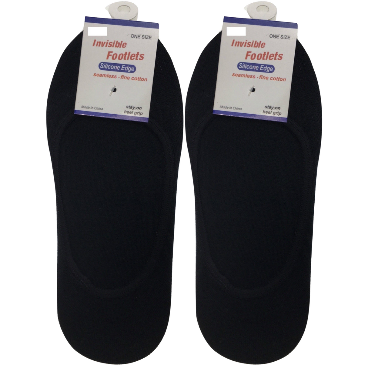 2 Pairs No Show Cotton Socks - Black (Non Slip Low Cut Invisible Footlet Socks)
