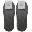 2x NO SHOW COTTON SOCKS Non Slip Heel Grip Low Cut Invisible Footlet Seamless - Grey - 2-8