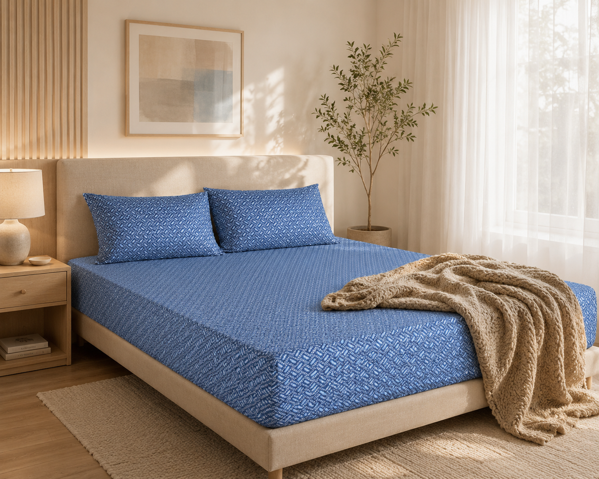 Baltic Pure Cotton Fitted Bed Sheet + Pillowcase Set