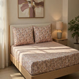 Downton Floral Pure Cotton Fitted Bed Sheet + Pillowcase Set