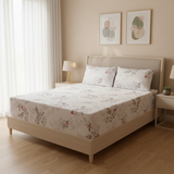 Gentle Garden Pure Cotton Fitted Bed Sheet + Pillowcase Set