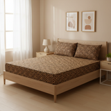 Glam Leopard Pure Cotton Fitted Bed Sheet + Pillowcase Set