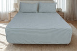 Green Fine Stripe Pure Cotton Fitted Bed Sheet + Pillowcase Set