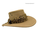 Jacaru 1020 Jillaroo Womens Suede Leather Hat - Chiffon Scarf Water Resistant & UPF 50+ (Made in Australia)