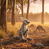 Bocchetta Trudy 38cm Eastern Grey Kangaroo with Joey Plush Toy (Australian Stuffed Animal Souvenir Gift)