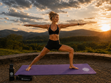 Mandala Premium Yoga Mat Set - Purple (5mm Vegan Suede Mat, Adjustable Strap & Stainless Steel Water Bottle)