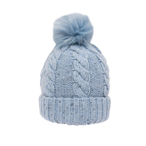 Dents Women's Cable Knit Beanie with Pom - Blue