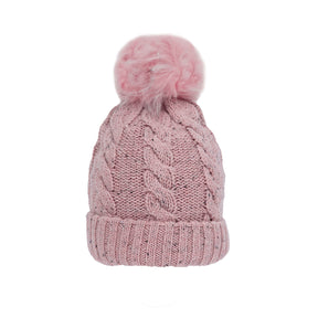 Dents Women's Cable Knit Beanie with Pom - Pink