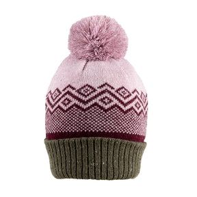 Dents Women’s Jacquard Knitted Bobble Hat with Geometric Pattern - Lilac
